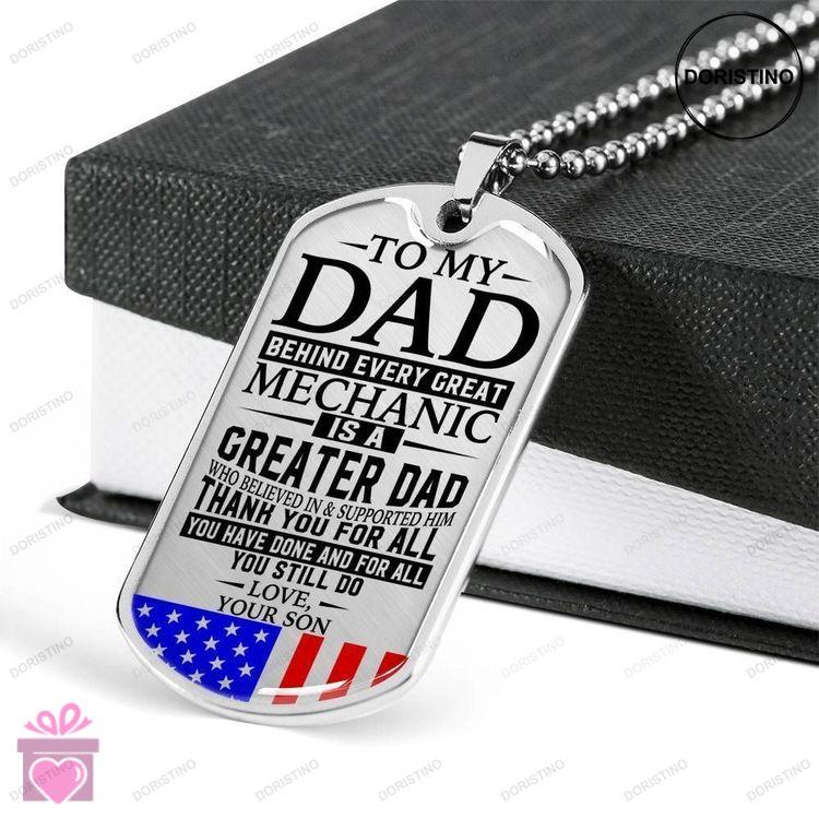 Dad Dog Tag Custom Picture Fathers Day Gift Mechanics Dad  Thank You For All You Do  Love Son Doristino Trending Necklace